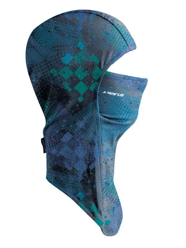 Side profile image of Dynamax Hinged Headliner in blue and green geometric print