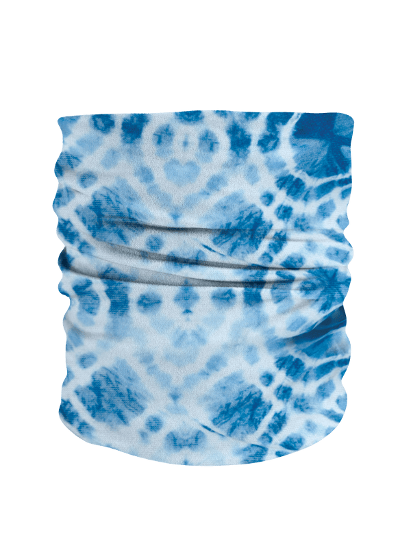 Front profile image of Litewave50 Neck-Up in blue and white tie-dye print 