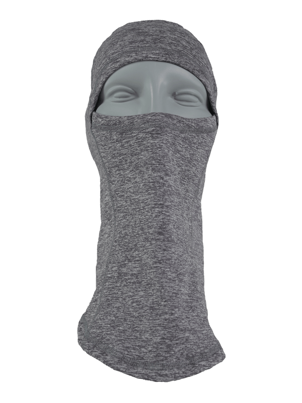 Front view shot of Comfort Balaclava in heather grey on mannequin head