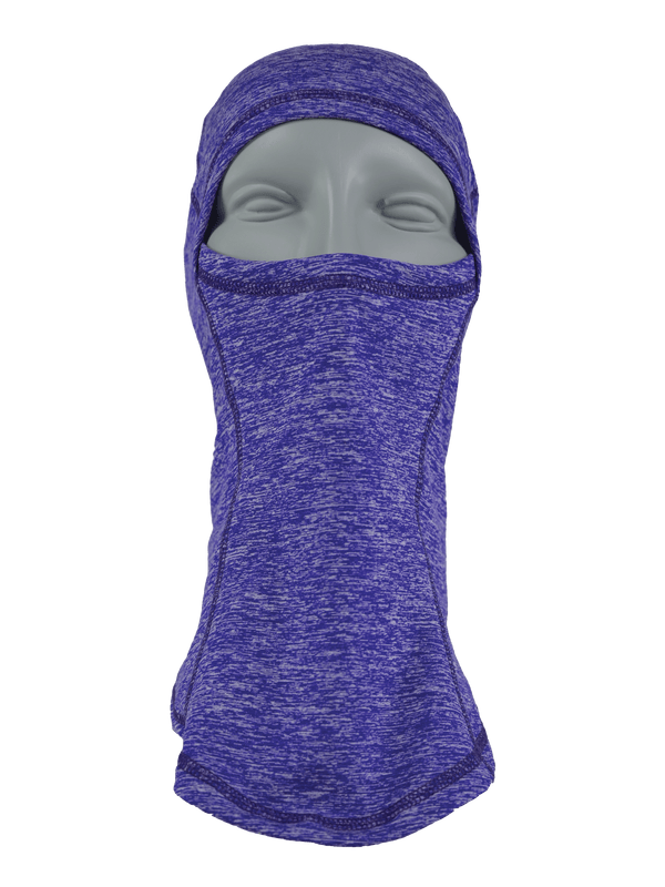 Front view shot of Comfort Balaclava in purple heather on mannequin head