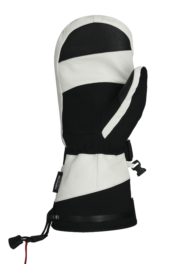 Image of palm side of heattouch hellfire mitt in white with black accents