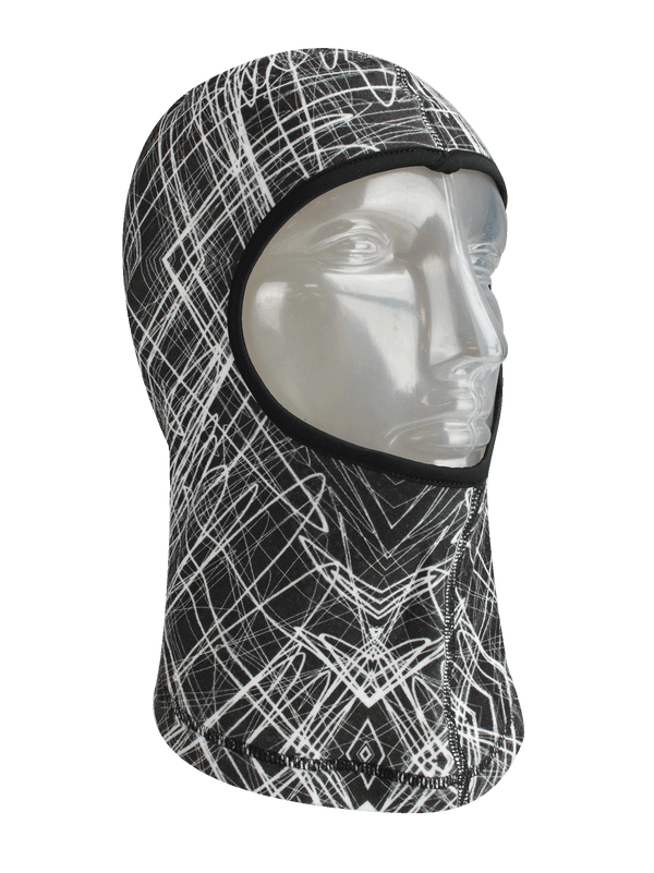 Seirus Balaclava - Skratch Black White Print - 45 degree right