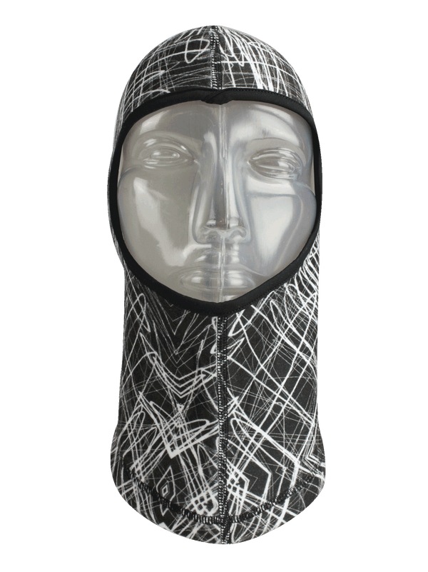 Seirus Balaclava - Skratch Black White Print - Face forward