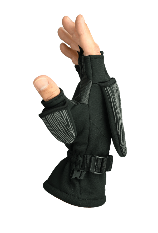 Seirus All Weather™ Fingerless Glomitt - Black - Side of hand fingers exposed