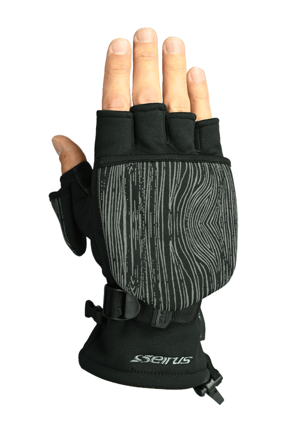 Seirus All Weather™ Fingerless Glomitt - Black - Back of hand fingers exposed